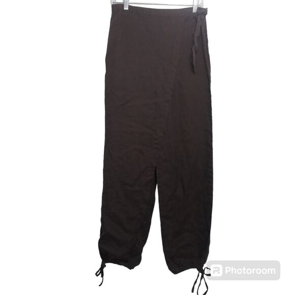 LA Redoute Creations Brown Linen Wrap Minimalist Artsy Pants Size 6 - Picture 1 of 10